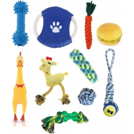 Klean Tinkle 10 juguetes masticables para perros con cuerda - Pollo de goma para perros