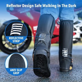 VASA NAMA Cubrezapatos Impermeable, Cubierta del Zapato con Bandas Reflectantes para Hombres Mujeres, Protector de Zapatos Reutilizable para Motocicleta y Ciclismo con Suela Antideslizante (L)