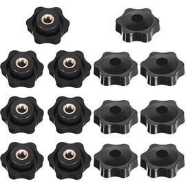 Star Grip Nut - M6 M8 Knurled Thread Star Shape Head Clamping Nut, Female Thread Brass for Machine Tools, Fitness Equipment, Furniture, Machines and Equipment, 14 Pieces (Full Thread - 32#M8 & 25#M6)