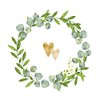 20 Small Cocktail Napkins Golden Hearts in Wreath | Wedding