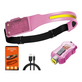 Headlamp 3 Packs,230° Wide Beam Super Bright Head Lights,Detachable Mini flashligh,Type-C USB Charging,9 Light Modes,Lightweight for Rock Climbing, Running, Repairing, Fishing, Cycling (1, Pink)