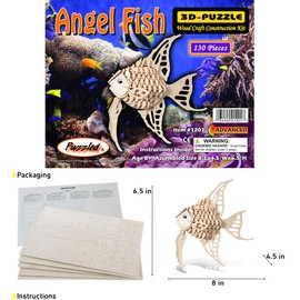 Puzzled 1201 1201 3D Angel Fish (130 Piece), Multicolor, One Size