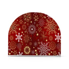Napkin Holder for Table, Christmas Gold White Snowflakes Acrylic Napkin Holder for Party Guest Cocktail Dispenser Paper Stand Kitchen Dining Room Decors