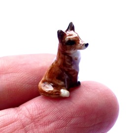 SSJSHOP Fox Micro Tiny Dollhouse Figurines Ceramic Hand Painted Animals Collectible Small Gift Home Garden Decor #1