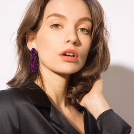 EVER FAITH Women's Earrings Wedding Bridal Rhombus Rhinestone Crystal Hollow Chandelier Earrings, Crystal