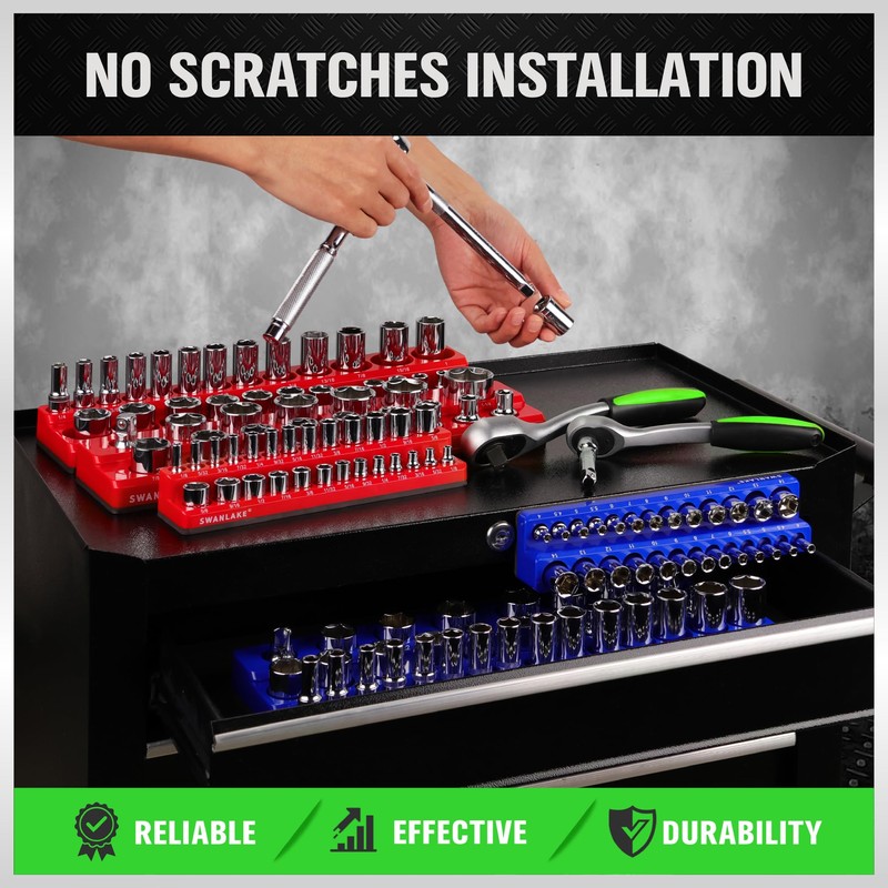 Magnetic Socket Organizer Set, 6PCS Magnetic Socket Holder, 1/4", 3/8",