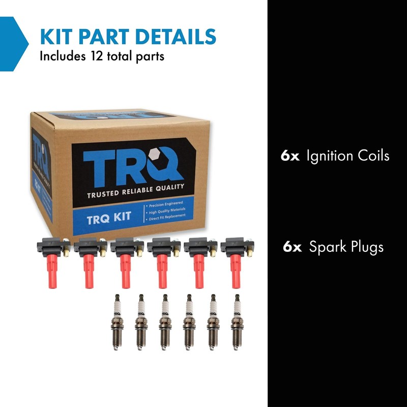 TRQ Ignition Kit Ignition Coil Spark Plugs Compatible with 2010-2019