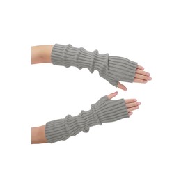 Clothirily Classic Arm Warmers, Fashion Winter Long Fingerless Gloves Knit Mitten Gloves Arm Sleeves for Women with Thumb Hole, Grey
