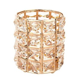 KDDOM Crystal Makeup Brush Holder Organizer Eyebrow Comb Brushes Pen Pencil Cup Container Cosmetic Storage Organizer,Handcrafted Cosmetics Brushes Cup (Gold)
