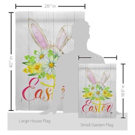 Ornament Collection Floral Easter Garden House Flag Kit Spring Happy Bunny Egg Christian Season Springtime Holiday Decoration Banner Small Yard Gift Double-Sided, Made in USA