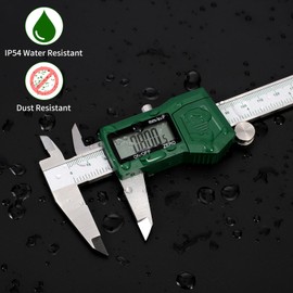 ToolSup IP54 Digital Caliper, 6 inch Electronic Vernier Caliper with Stainless Steel contruction, Inch/Millimeter/Fraction Switch, Large LCD Screen
