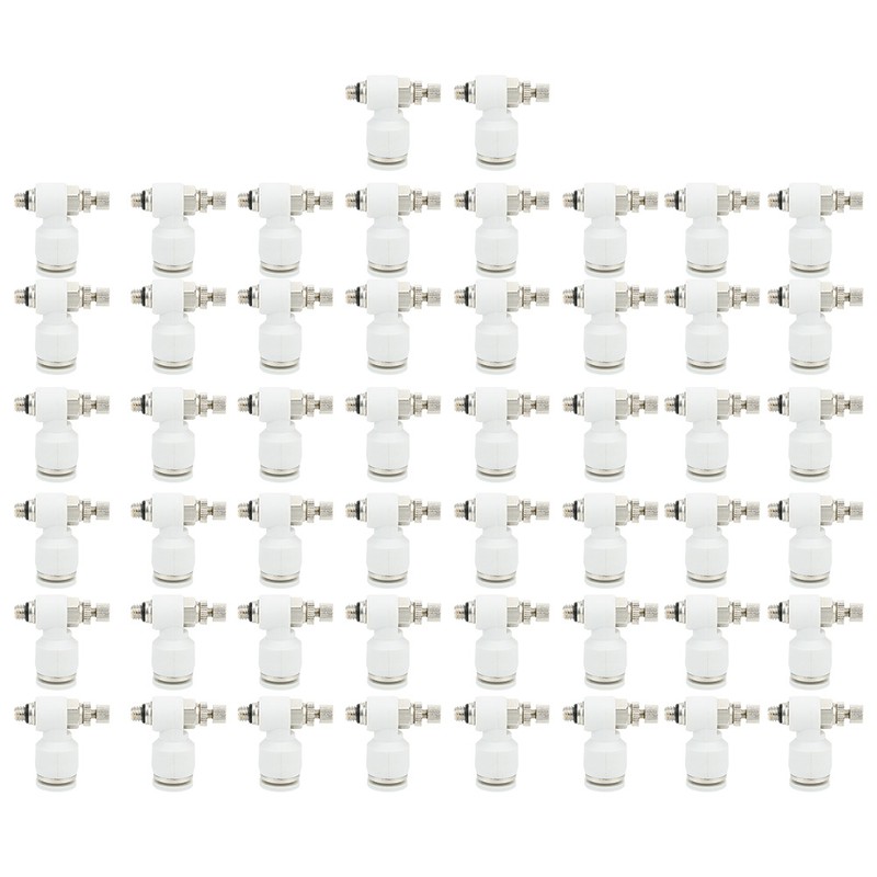 50Pcs Air Flow Control Valve Pneumatic White Adjustment Durable Quick