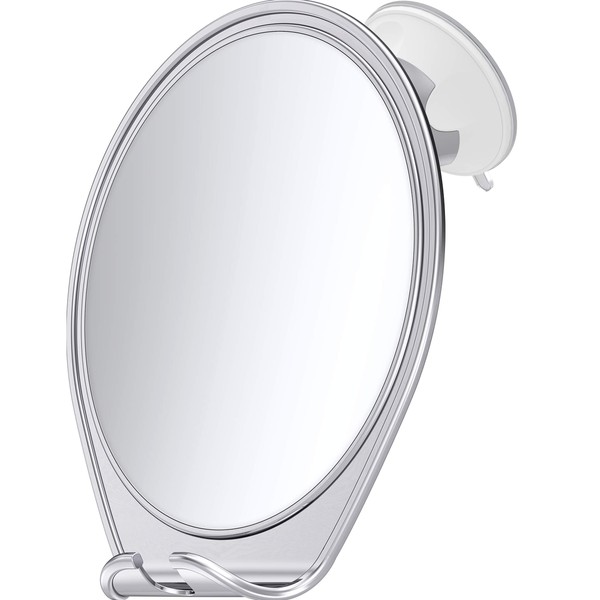 HoneyBull Shower Mirror Fogless for Shaving - with Suction, Razor Holder for Shower & Swivel, Small Mirror, Shower Accessories, Bathroom Mirror, Bathroom Accessories, Holds Razors (Chrome)