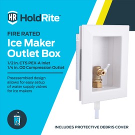 Holdrite HR-IMR-P-0 Fire-Rated Ice Maker Outlet Box, White