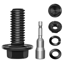 Marysino (10Sets) M8 Bolt x 20mm Flanged Hex Head Bolts, External Flange Hex Drive M8 Screws, Class 10.9 Black Zinc Plated Alloy Steel Metric M8x1.25 Bolts Kit