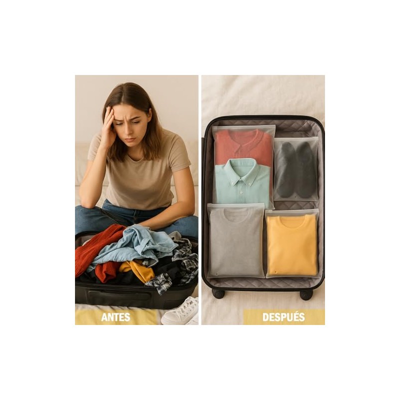 Bolsa Organizadora de Viaje Bolsas Esmerilada Resellable Boutique Envio Ropa