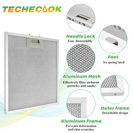Updated W10169961A Range Hood Filter Replacement (3PCS) by Techecook, 5-Layer Aluminum Mesh Hood Grease Filter 10.5 x 12 Inch Fit for Whirlpool, Kitchen Aid, Jenn-Air Range Hoods