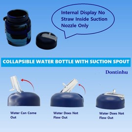 Dontinhu Collapsible Water Bottles 2 Pack 16oz(about 500ml), Travel Portable Sport Water Bottle, Silicone Foldable Water Bottles for Gym Camping Outdoor Hiking. (Black+Blue)