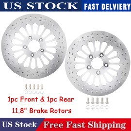 Unbranded 11.8" 1pc Front & 1ps Rear Brake Rotors for Harley Touring 2008-2013