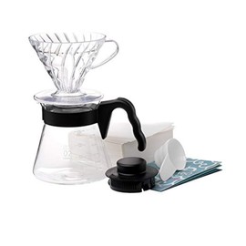 Hario 4977642020955 Einsteigerset Kaffee 4 teilig, Glas, 600 milliliters, schwarz, 17, 3 x 24, 5 x 13 cm