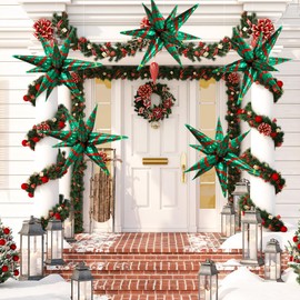 ZAKVOOR 60 Pcs Star Balloons, 12 Spike Foil Explosion Party Decoration Balloons for Wedding Birthday Anniversary Backdrop (Christmas)