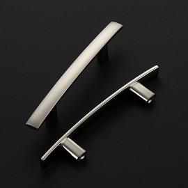 Ravinte Decor 30 Pack Cabinet Handles 3" Hole Center - Curved Cabinet Pulls Brushed Nickel Drawer Pulls for Kitchen Cupboard Solid Hardware for Dresser Drawer Arch Hardware