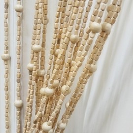 ave split Rainbow Colorful Hippie Wood Door Beaded Curtain Boho-Bohemian Wooden Doorway Beads Curtains Made of Wood&Bamboo-for Window,Aisle, Corridor, Door Decor 047yz (Wood Color, 27 Strands)