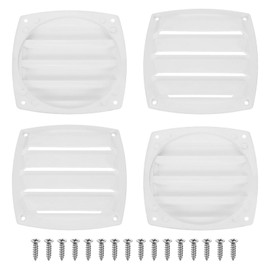 sourcing map 4 Pcs Boat Vent Cover, 5.31x5.31 Inches Plastic Louvered Flush Vents Small Air Ventilation Grille for Marine RV Van Yacht Home, White