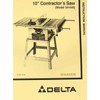 DELTA 10" Contractor's Table Saw 34-444 Instructions & Parts Manual