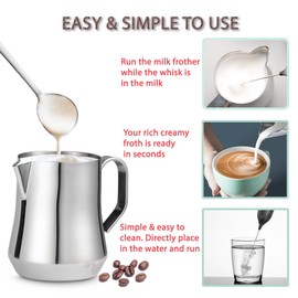 Alpspeaks Milk Frother Wand with Stand - Milk Frother Handheld Battery Operated - Electric Whisk Coffee Frother - Drink Mixer Handheld Frother with Stand - Hand Frother for Coffee - Coffee Mixer Wand