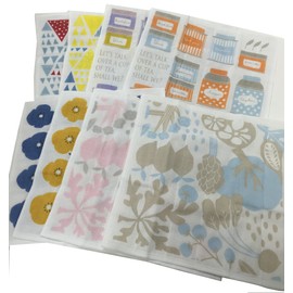 Made in Japan, 7 Piece Set, Set of 4 Assorted Patterns, 11.8 x 11.8 inches (30 x 30 cm)