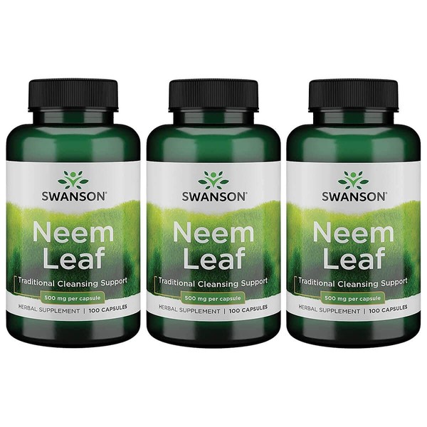 Swanson Premium Neem Leaf Immune Health (500 mg 100 Capsules) - 3 Pack