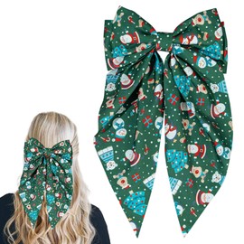 JazSwirl Large Christmas Hair Bows for Women, Holiday Christmas Hair Accessories Christmas Hair Clips for Hair Styling, Holiday Hair Bows for Women, Christmas Bows for Girls (Green)