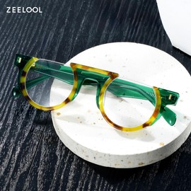 Zeelool Classic Half-frame Round Glasses with Non-prescription Clear Lens for Men ZJGA332547-01 Tortoise