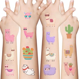 Alpaca Temporary Tattoos,10 sheet Mexican Themed Fiesta Cactus Birthday Party Decorations Supplies Favors Cute Bolivian Peru Alpaca Tattoo Stickers Gifts For Kids Boys Girls School Prizes Carnival