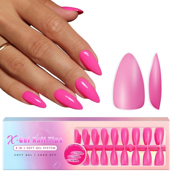 SXVME Soft Gel Nail Tips Medium Almond Gel X Nails,