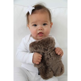 FLATOUTbear Baby Chocolate 100% Australian Sheepskin Small Teddy Bear