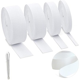 4 Rolls Elastic for Sewing, White Elastic Band Knit Elastic Spool High Elasticity 0.4/0.6/1/1.5 Inch in Width, 5.5 Yards/Roll for Waistband Pants Dress Swimwear Belt or Crafts DIY (White-4 Rolls)