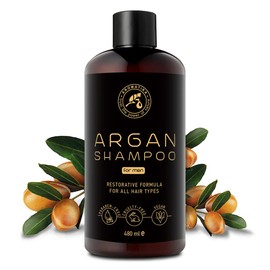 Argan Oil Shampoo for Men, 480 ml with Argan Oil and Plant Extracts, Argan Men's Shampoo for Hair Growth and Volume, Hair Care with Argan Shampoo