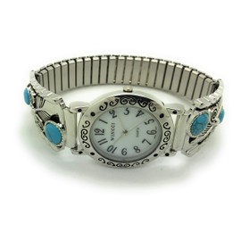 Mens Ladies 35mm Turquoise Western Stretch Elastic Band Fashion Watch with Stones Wincci