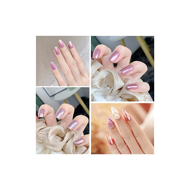 Polvo Cromo Uñas Colores Sirena Neón Resplandor Gel Polaco Metálico