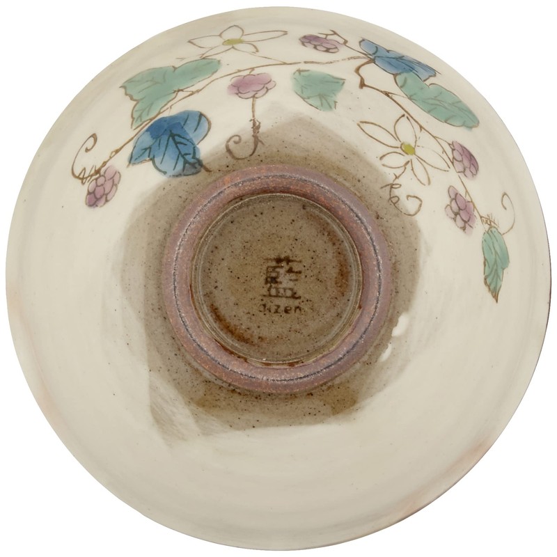 Hasami Ware 62366 Rice Bowl (Large), Flower (Strawberry) Handle, Purple