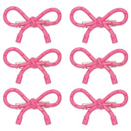 Penta Angel Small Bow Hair Clips 6Pcs Resin Bowknot Hair Pin Clips Coquette Party Accessories for Women (Rose Red)