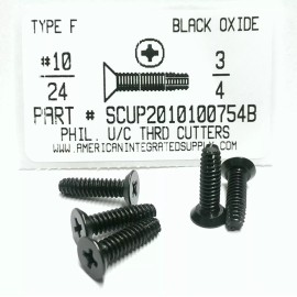AMERICANINTEGRATEDSUPPLY.COM #10-24x3/4 Undercut Flat Ph Thread Cutting Screws Type F Steel Black Oxide (50)