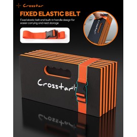 Crosstar 0.9" Thick Foldable Kneeling Pad with Handle & Storage Belt, 5 Fold Comfortable EVA Foam Knee Pad for Gardening, Workshop, Camping, Home Gym, Yard Work – Non-Slip, Waterproof