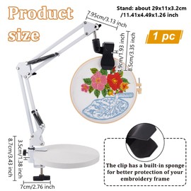 OLYCRAFT White Embroidery Table Stand Kit 8mm Hole Hand Embroidery Stand Lap Folding Cross Stitch Stand Clamp Hand Embroidery Hoop Holder 360 Rotated Embroidery Holder Stand for Embroidery Hoops