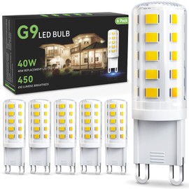 TJOY G9 LED Bulb 4W, 6000K Daylight 6 Pack, Equivalent 40 Watt T4 G9 Halogen Replacement, G 9 Bi-pin Base Light Bulbs for Chandelier, 120V 450 LM 360 Beam Angle for Home Lighting, Non-dimmable