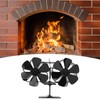 Double Heads Fireplace Fan 6 Blades Thermal Power Black Stove