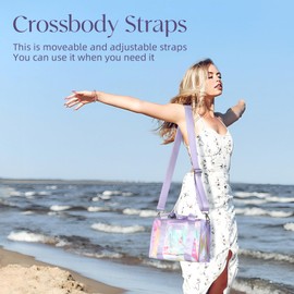 Tense Edano Iridescent Beach Tote for Women, Beach Bag with Shoulder Strap, Waterproof, Foldable & Washable