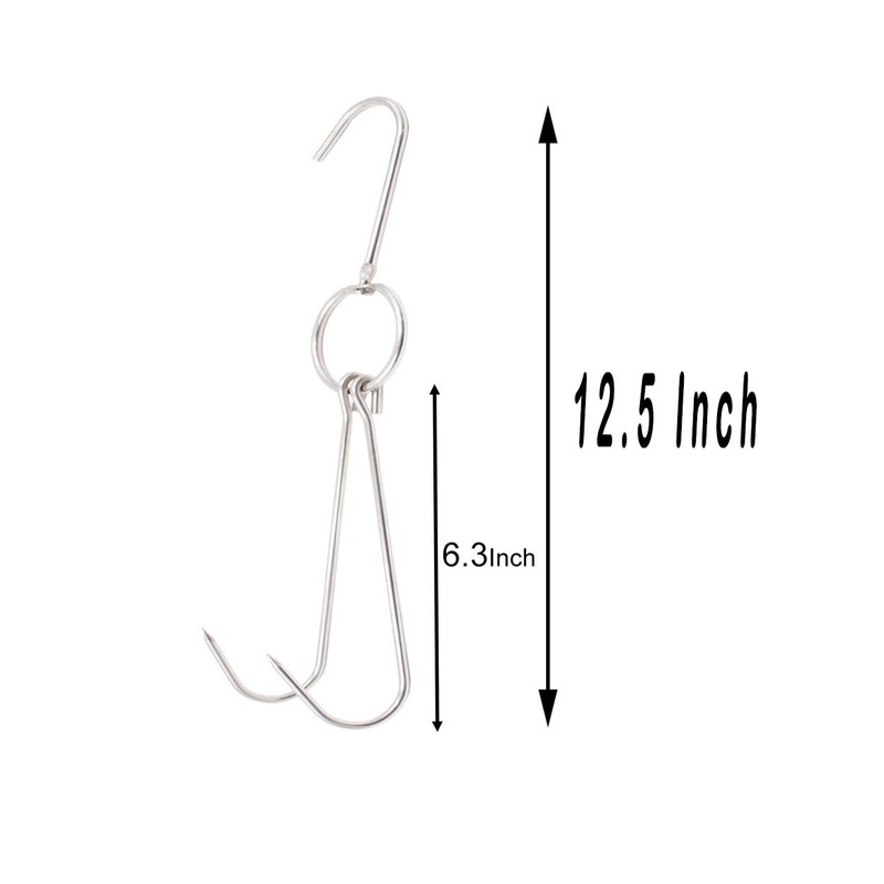 Alele 6PCS 12.5inch Double Meat Hooks,Stainless Steel Poultry Hook Roast